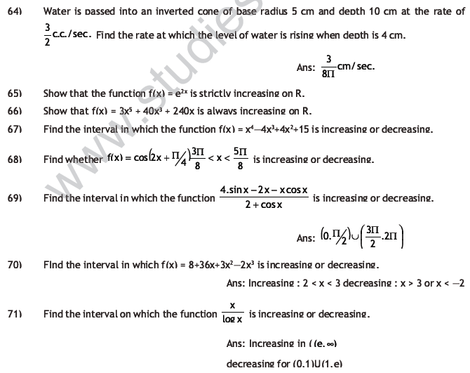 CBSE Class 12 Mathematics HOTs Application of Derivatives