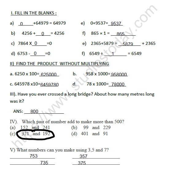 Cbse Class 4 Maths A Trip To Bhopal Worksheet