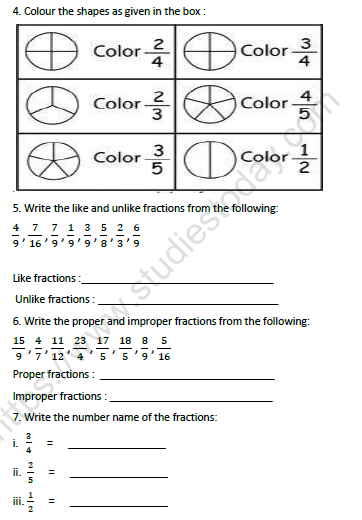 Cbse Class 4 Maths Halves And Quarters Worksheet