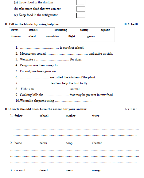 Planck's constant (h) has units of: Cbse Class 3 Evs Sample Paper Set I