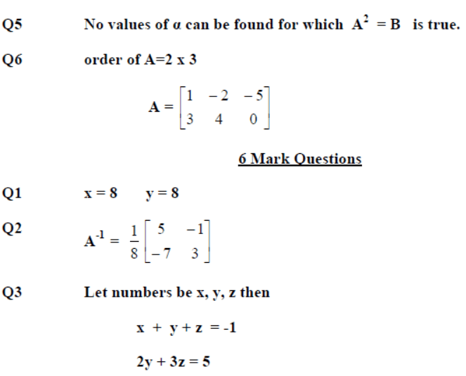 CBSE Class 12 Mathematics HOTs Matrices and Determinants