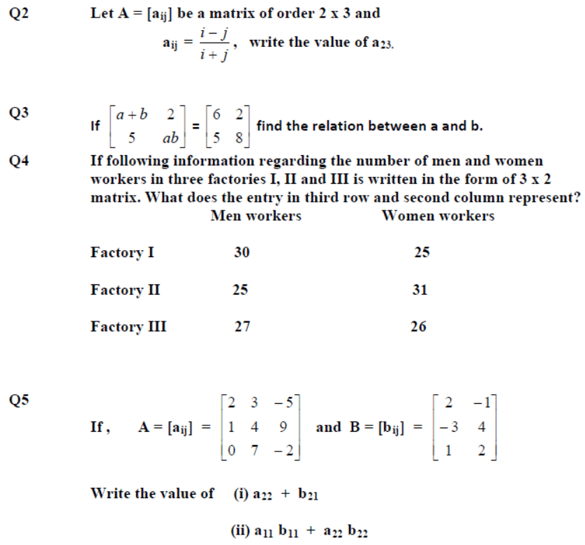 CBSE Class 12 Mathematics HOTs Matrices and Determinants