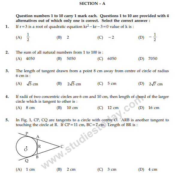 CBSE Class 10 Maths Previous Year Question Paper 2013