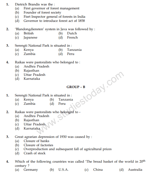 CBSE Class 9 Social Science Revision Question Paper Set M