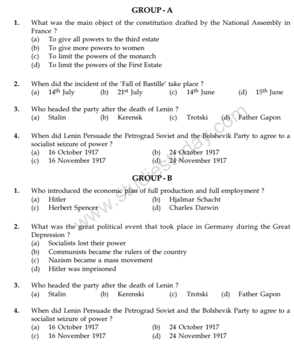 CBSE Class 9 Social Science Question Paper Set F