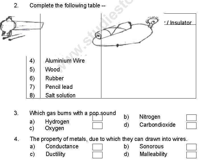 CBSE Class 8 Science Materials Metals And Non Metals Worksheet