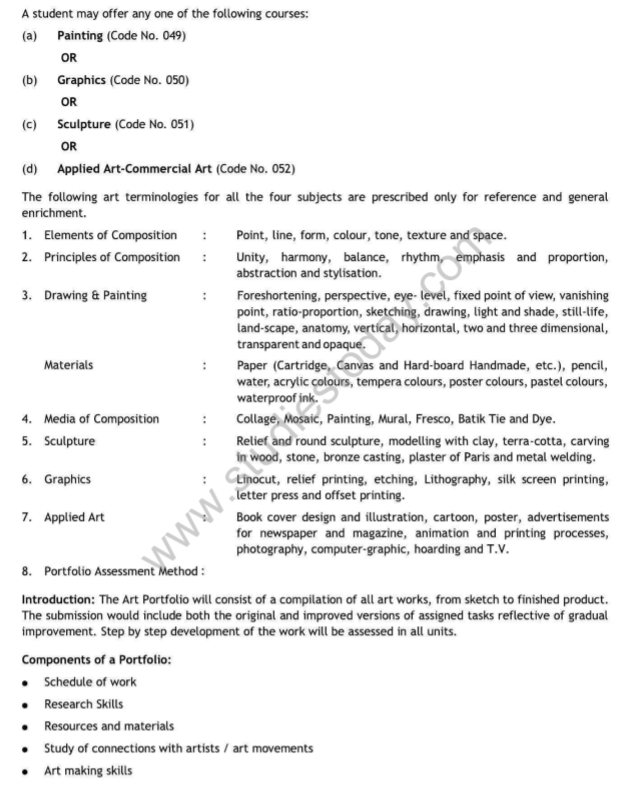CBSE Class 11 Fine Arts Syllabus 2018 2019 Latest Syllabus for Other