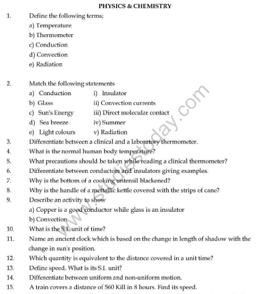 Class 7 Science Important Questions for exams