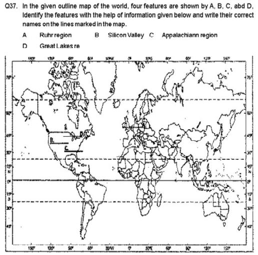 CBSE Class 12 Geography Map World Regions Practice Worksheet for Geography