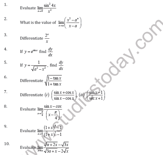 Check spelling or type a new query. Cbse Class 11 Limits And Derivative Worksheet B