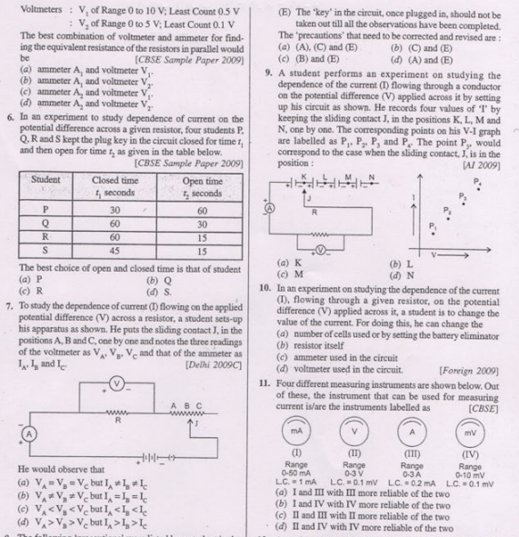 CBSE Class 10 Physics MCQs All Chapters Set B, Multiple Choice Questions