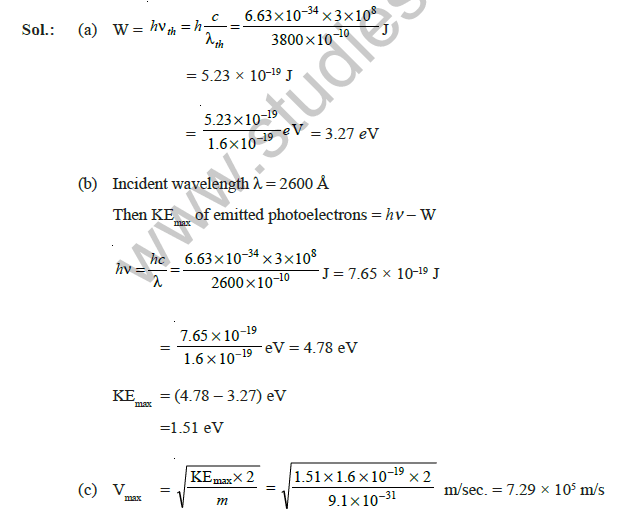 CBSE Class 12 Physics Modern Physics Solved Examples