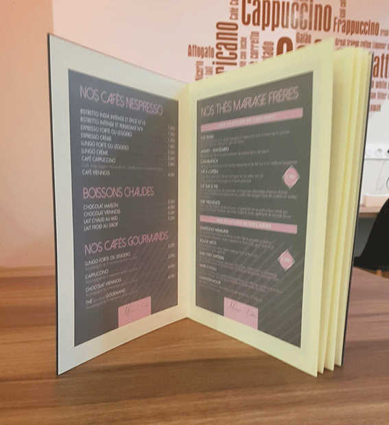 Impression de cartes et menus de restaurant en PVC porte menu