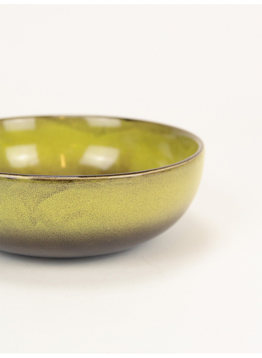 Set of 4 Hoa Bien green ceramic shallow bowls
