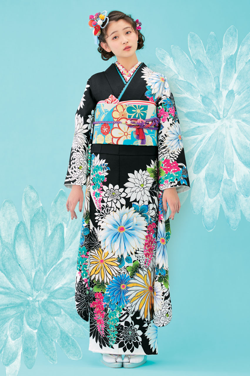 成人式レンタル振袖【モダン/白青】OR2113 和泉市の成人式の前撮り・振袖レンタルはトータルフォトスタジオウイン