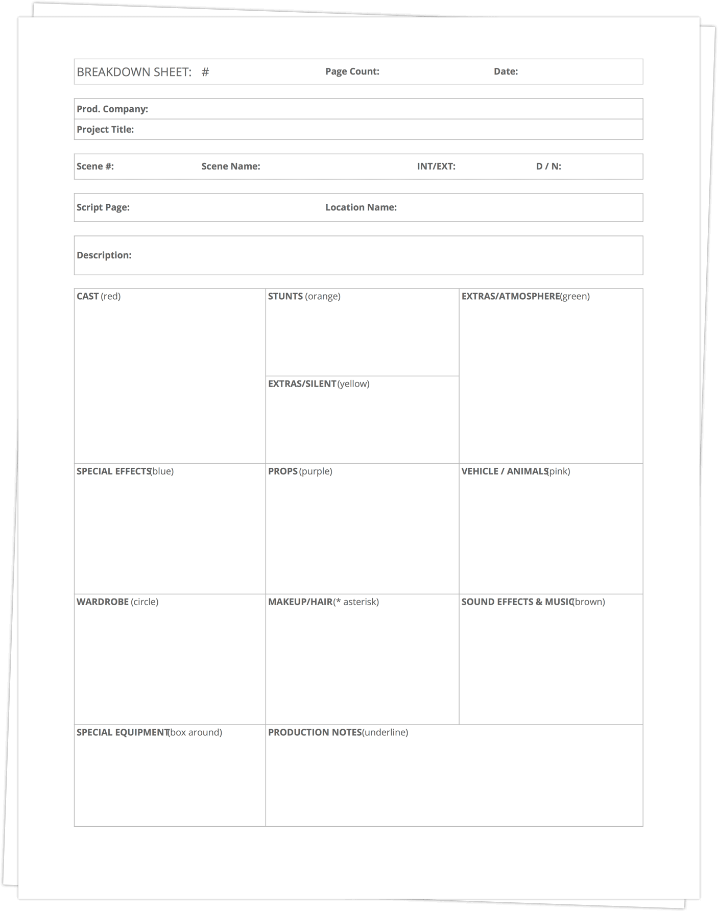 Download FREE Script Breakdown Sheet Template