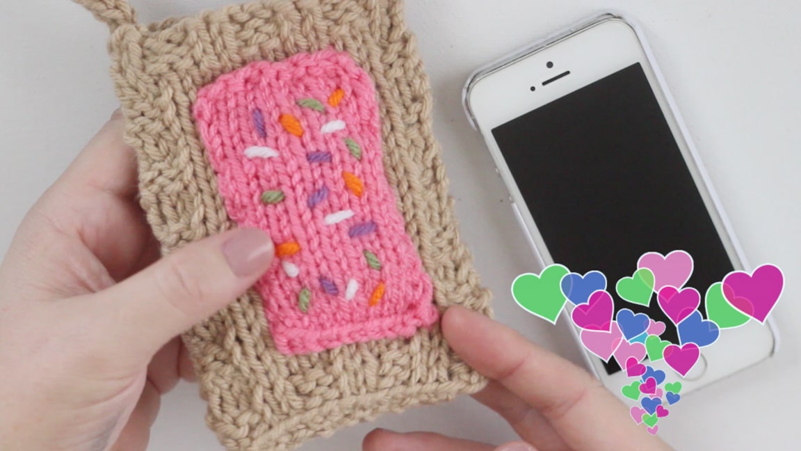 How to Knit Pop Tart Knitted Phone Covers Pattern with Video Tutorial