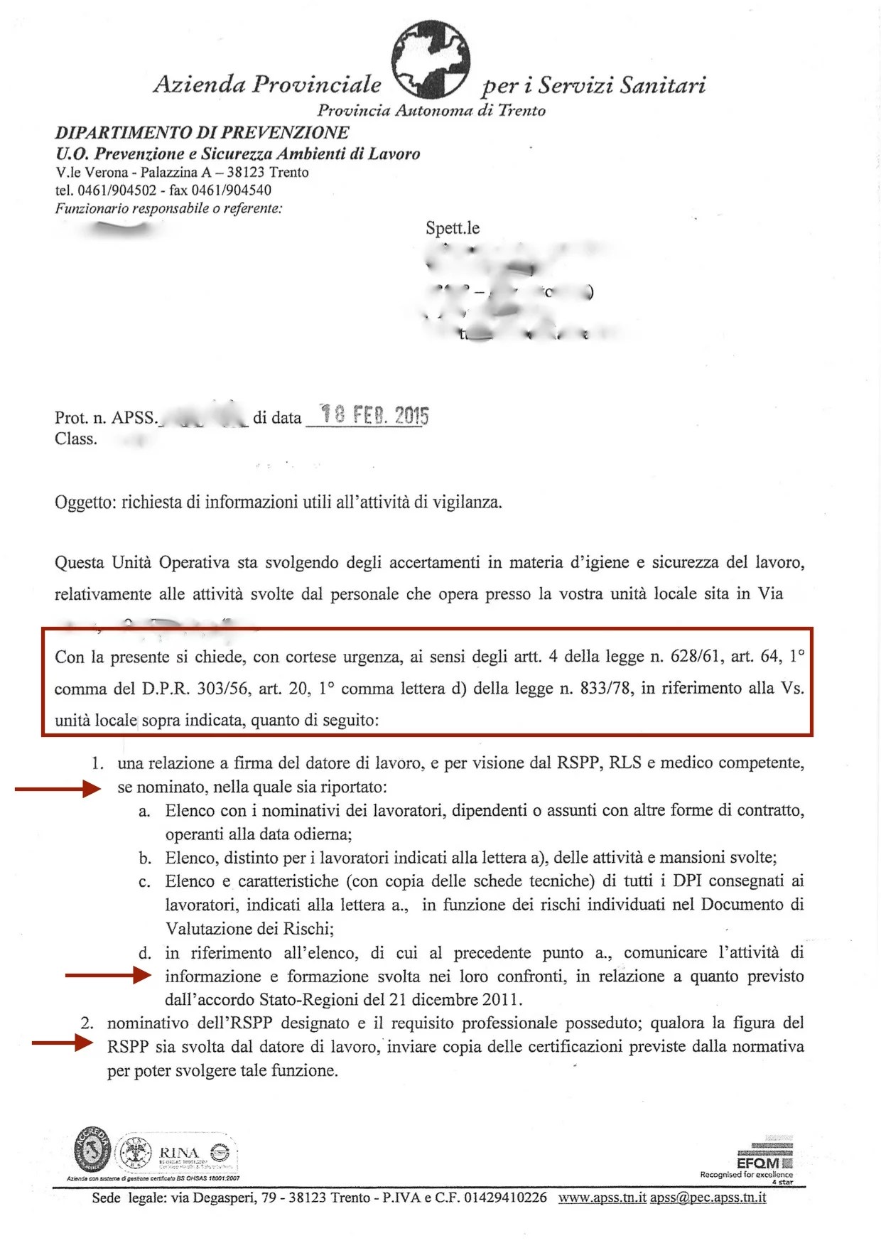 Le ispezioni in azienda invio dei verbali di accertamento tramite pec