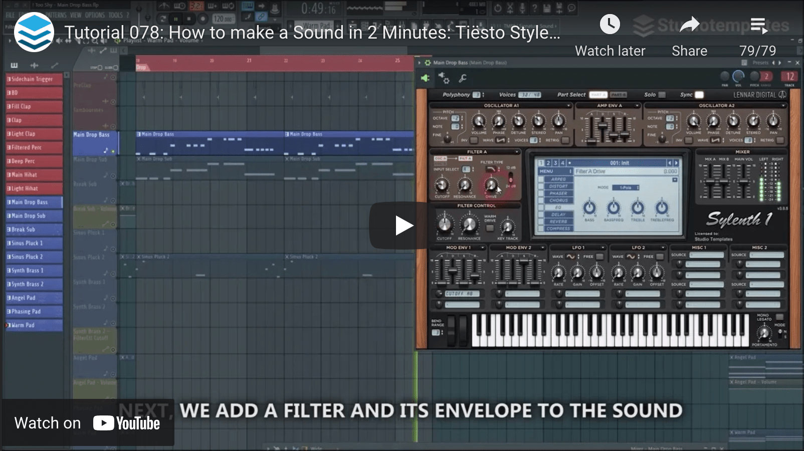 078 Tiësto Style Dance Drop Bass Synthesizer Tutorials Studiotemplates