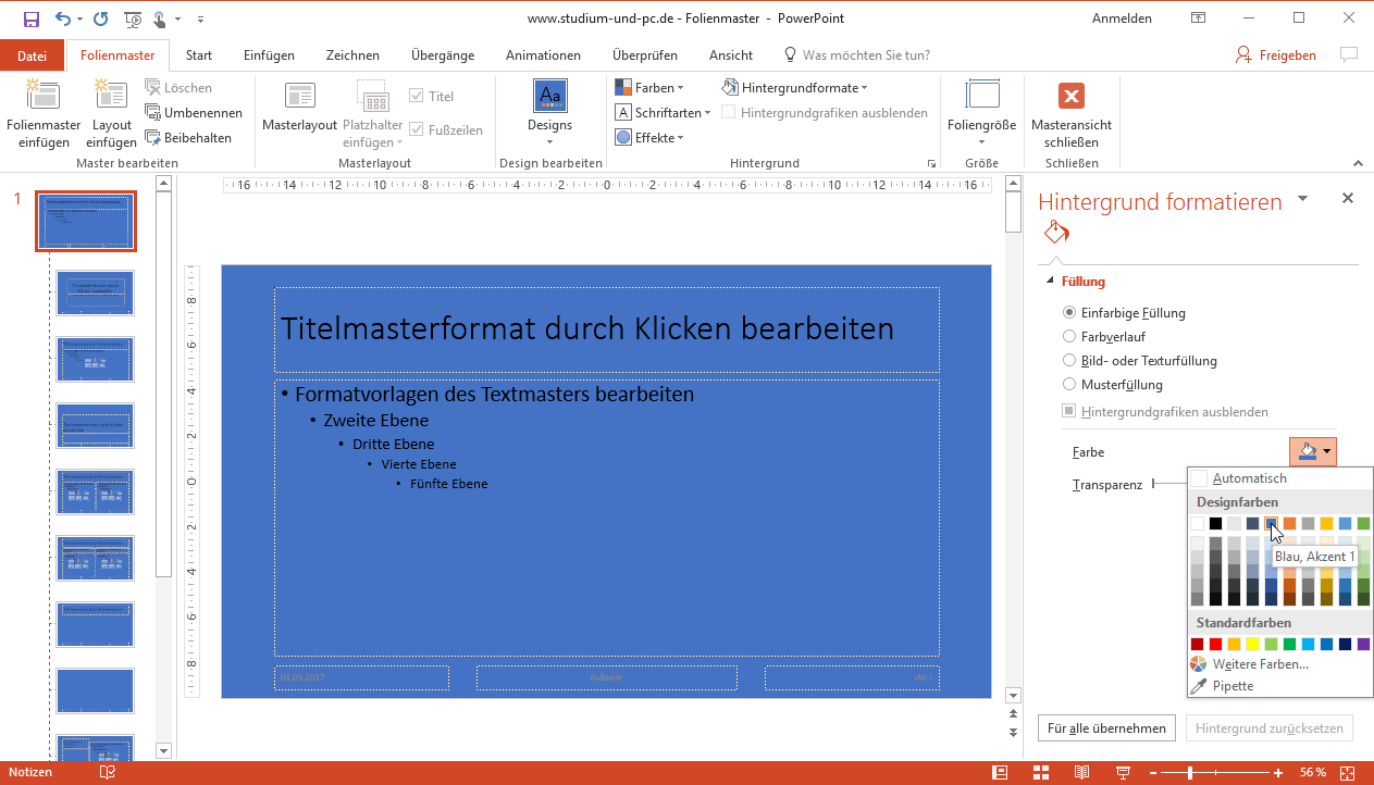 Folienmaster bei PowerPoint die schnelle Art Zeit zu sparen