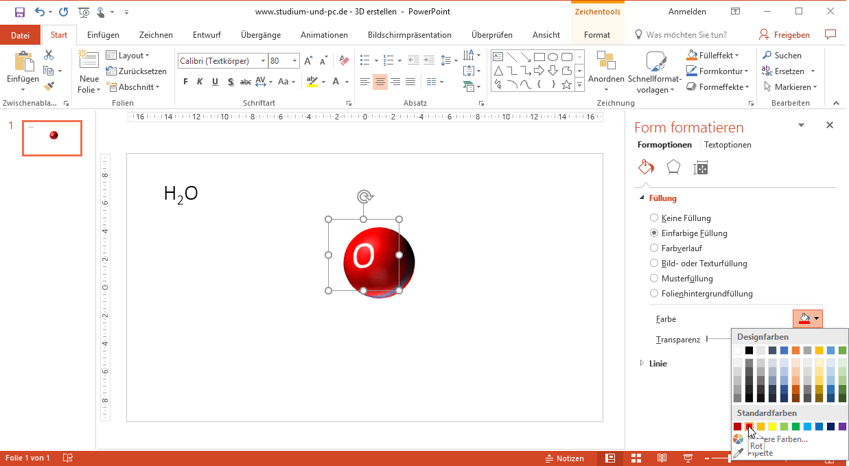 3DObjekte über Formen mit PowerPoint erstellen Bsp H₂O