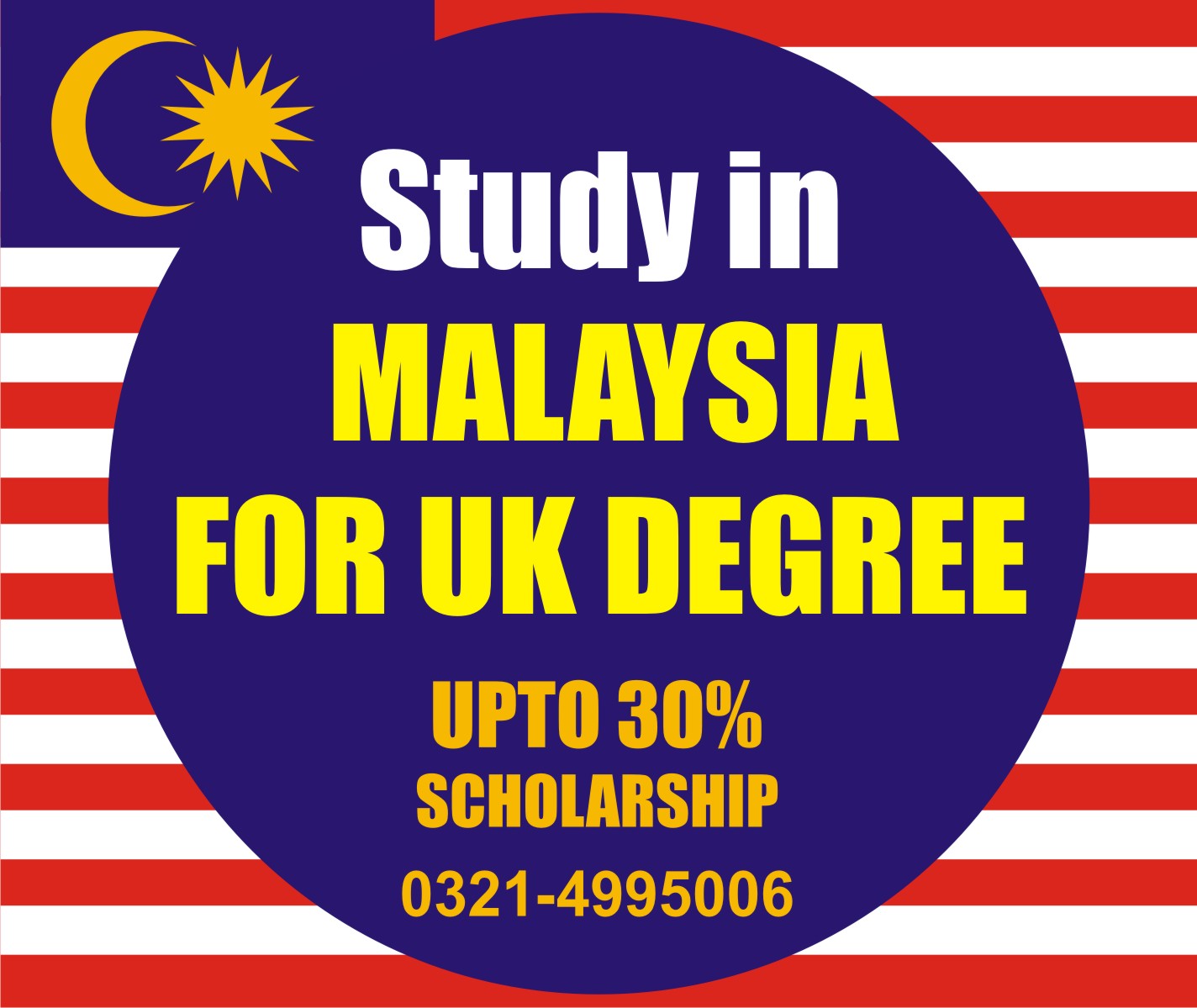 Study in Malaysia for UK DegreeUpto 30 Scholarship AvailableContact 03214995006