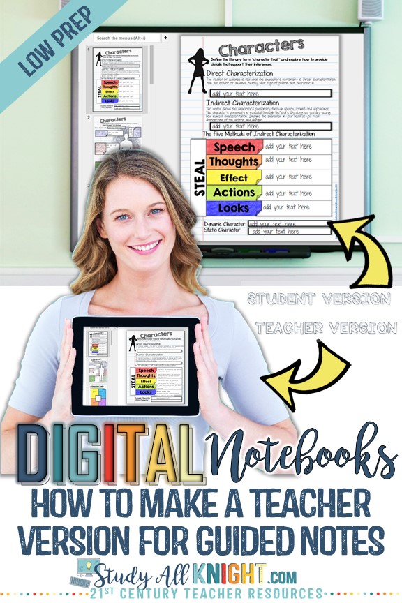 Making Low Prep Teacher's Edition Digital Interactive Notebook Study