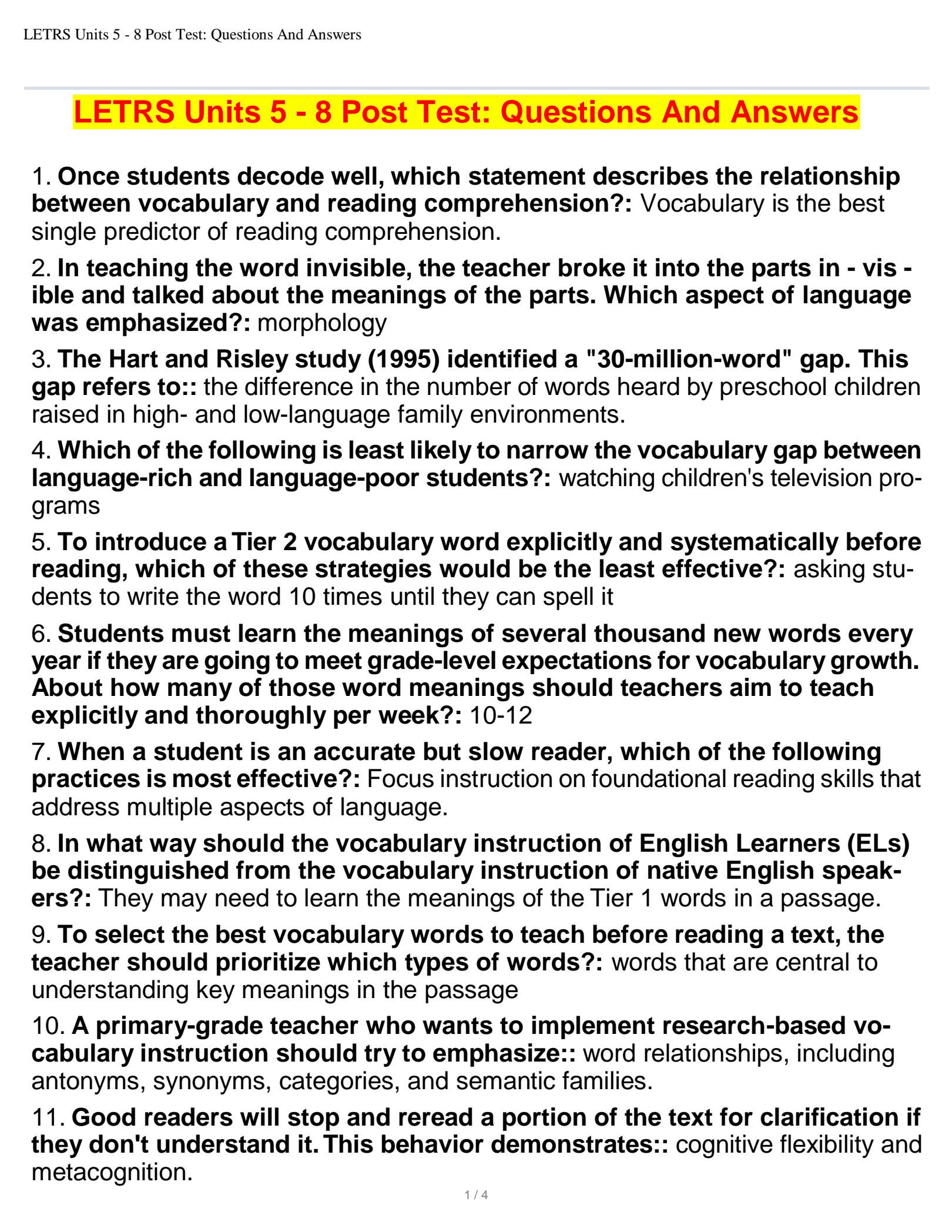 SOLUTION Letrs units 5 8 post test questions and answers Studypool(02)