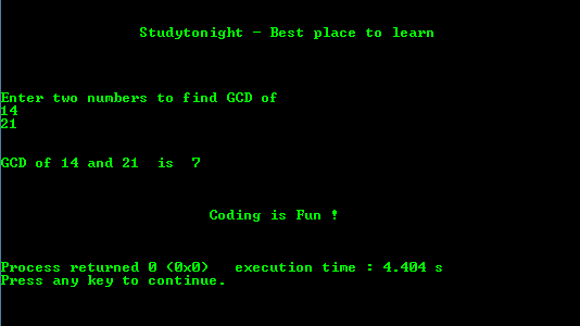 C Program to find the GCD of two Numbers using Recursion C Programs