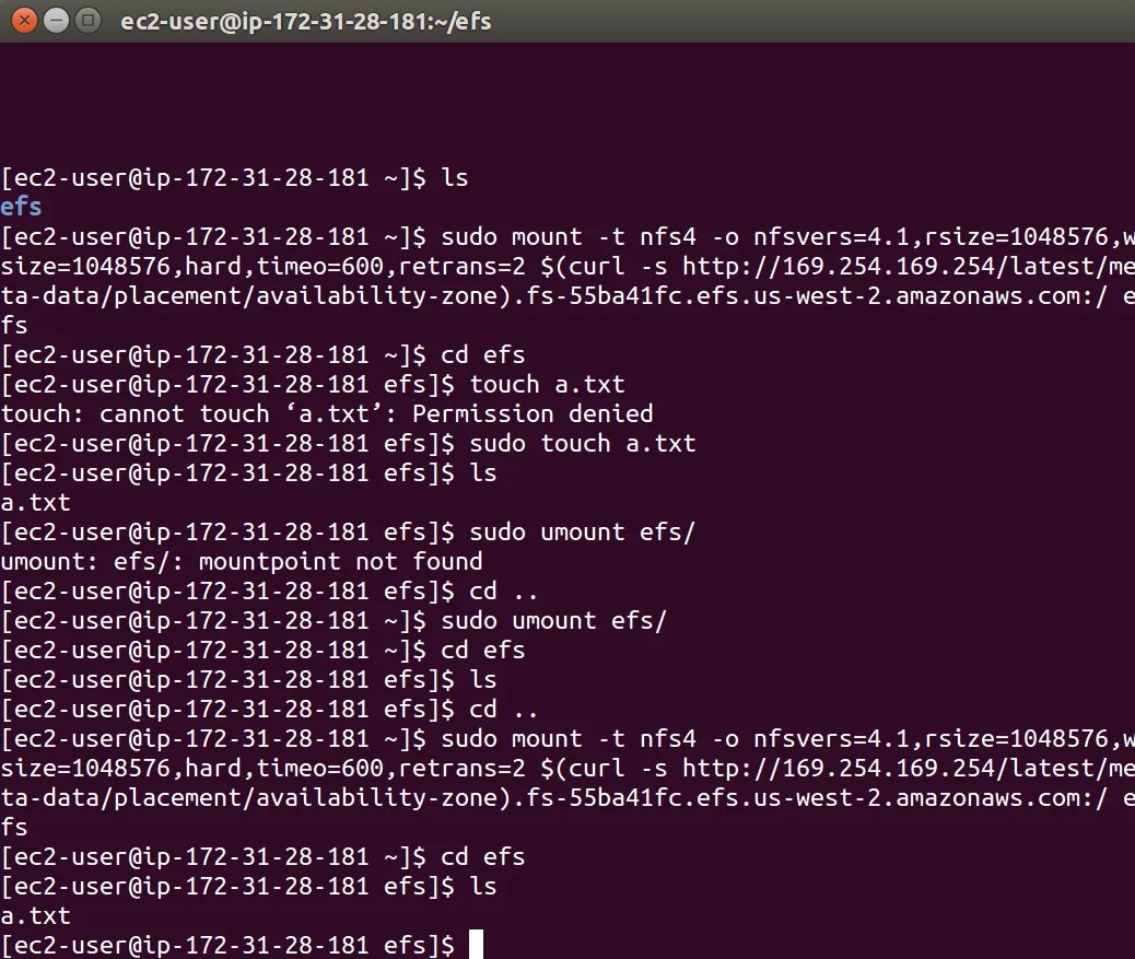 Mount Amazon Elastic File System (EFS) to EC2 StudyTrails