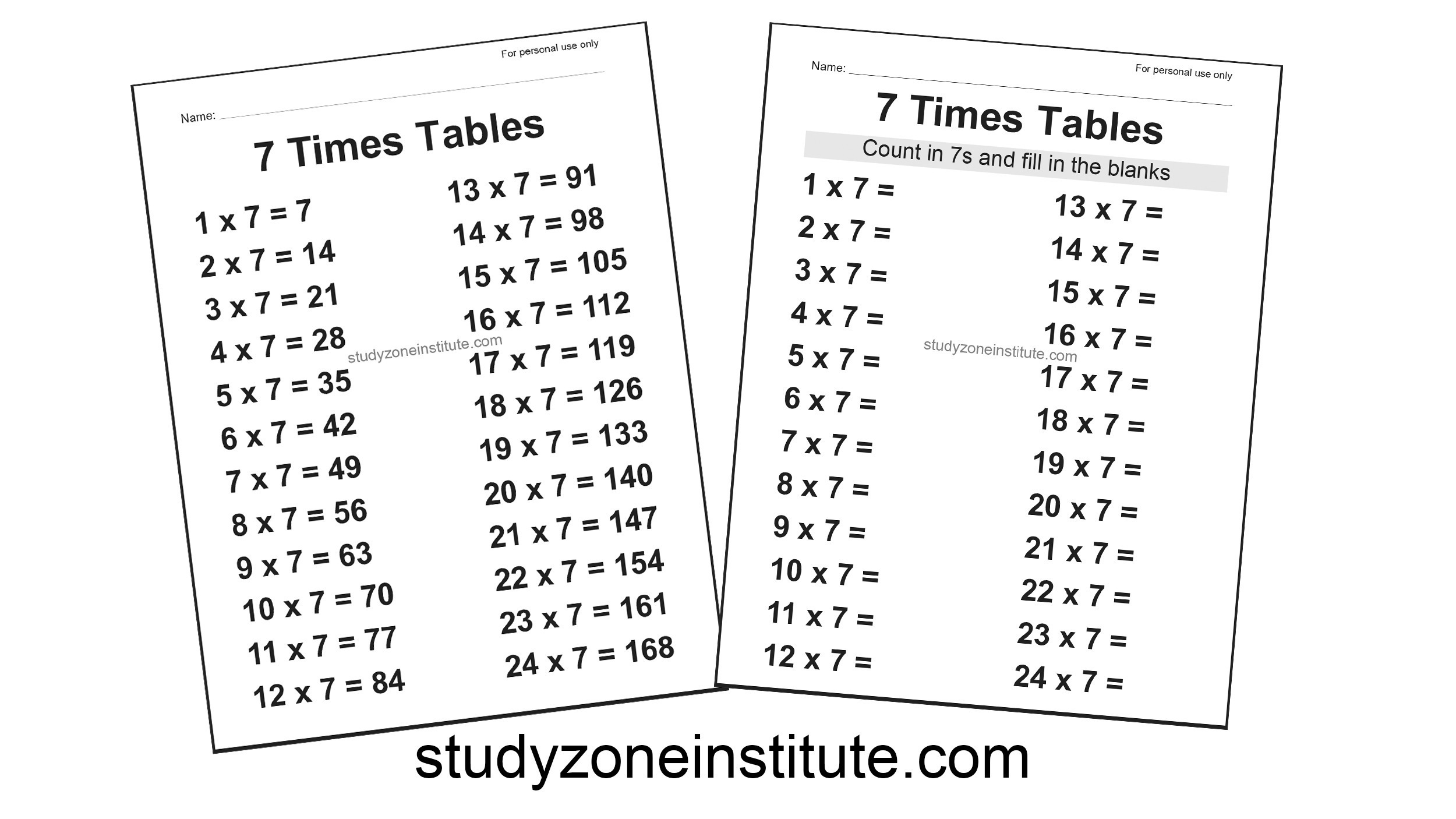 7 Times tables Download FREE poster and worksheet to count in sevens