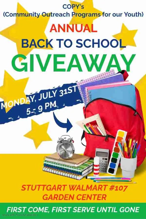 COPY to hold backpack and school supplies giveaway on Monday