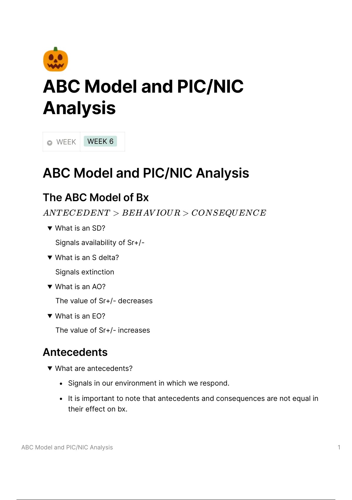 ABC Model and PIC/NIC Analysis in OBM Organizational Behavioural Management (BEHA4001) Stuvia US