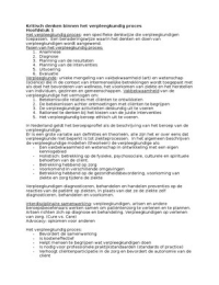 Samenvatting Kritisch Denken Binnen Het Verpleegkundig Proces, Gehele Boek - Verpleegkunde - Stuvia Nl