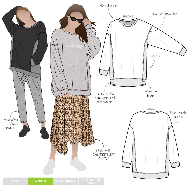 Fenix Sweatshirt Sewing Pattern Cardigan & Top Sewing Patterns