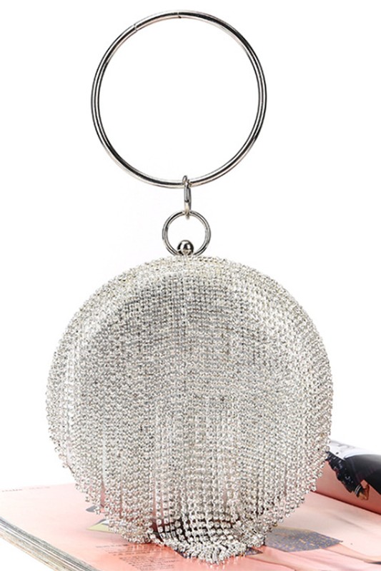 Camila Round Rhinestone Tassel Evening Clutch Bag