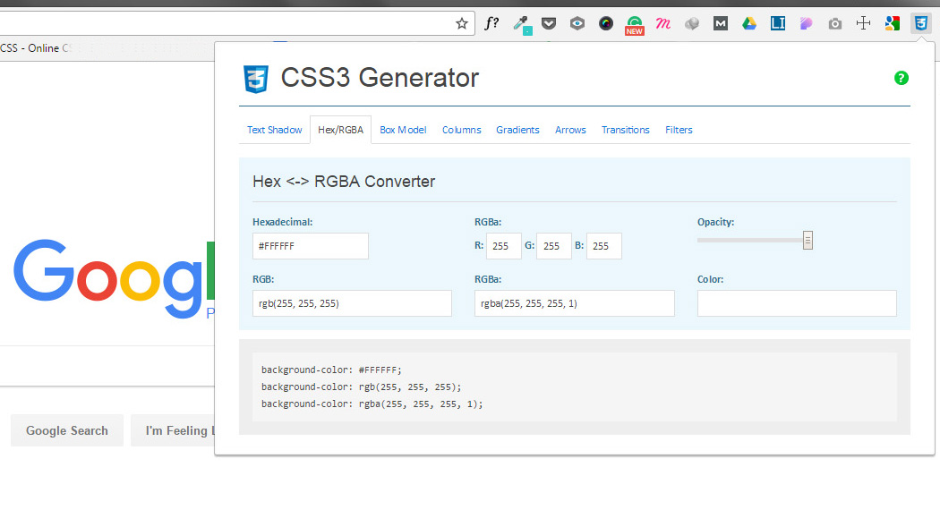 Расширение Chrome для веб-дизайнеров - Генератор CSS3