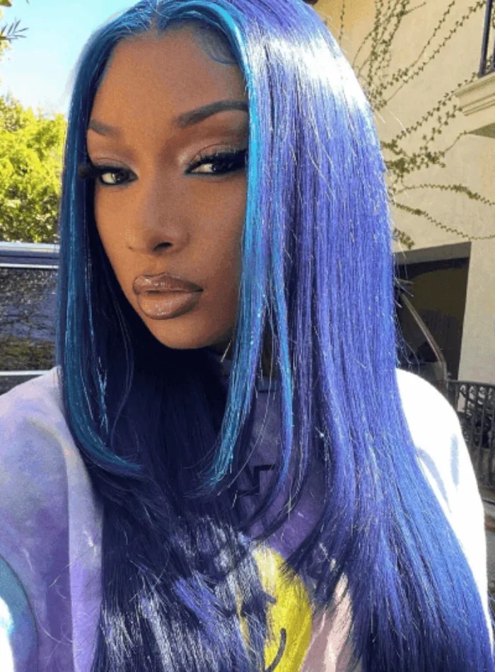 Pastel Blue Hair On Tan Skin