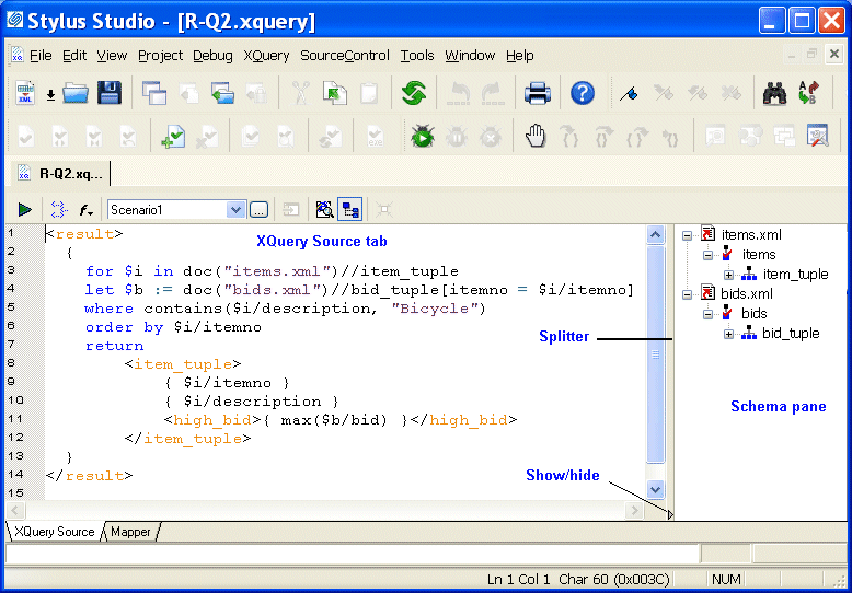The Stylus Studio XQuery Editor