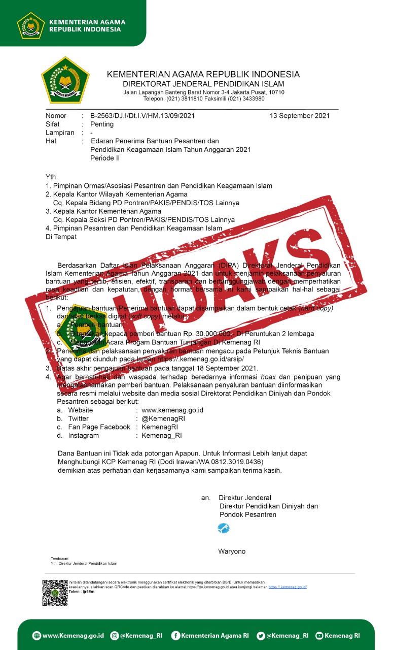 Kemenag Bantah Surat Edaran Penerima Bantuan Pesantren - Suara Surabaya