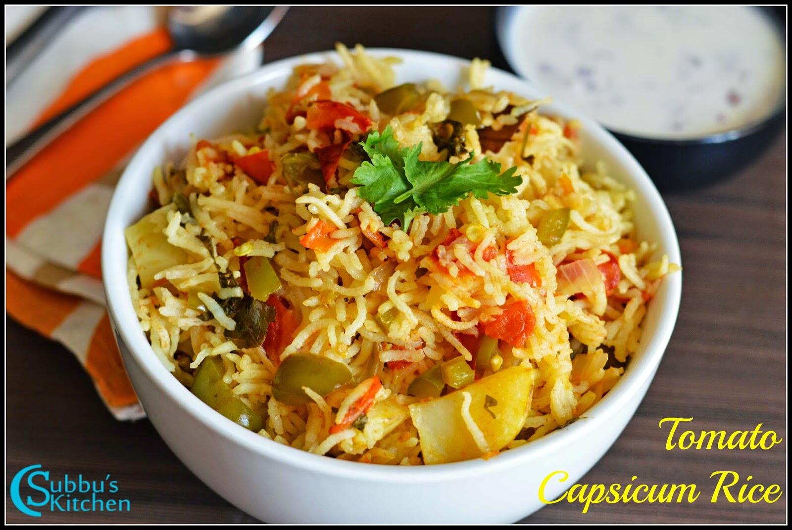 Andhra Tomato Capsicum Rice Recipe Andhra Thakkali Kudamilagai Sadham