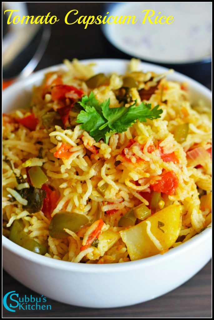 Andhra Tomato Capsicum Rice Recipe Andhra Thakkali Kudamilagai Sadham Recipe Subbus Kitchen