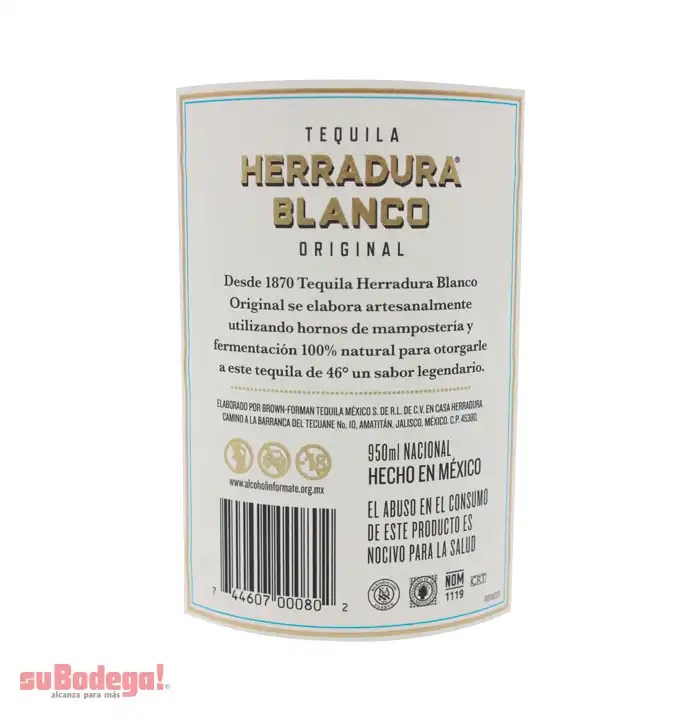 Tequila Herradura Blanco 950 Ml. suBodega! alcanza para más