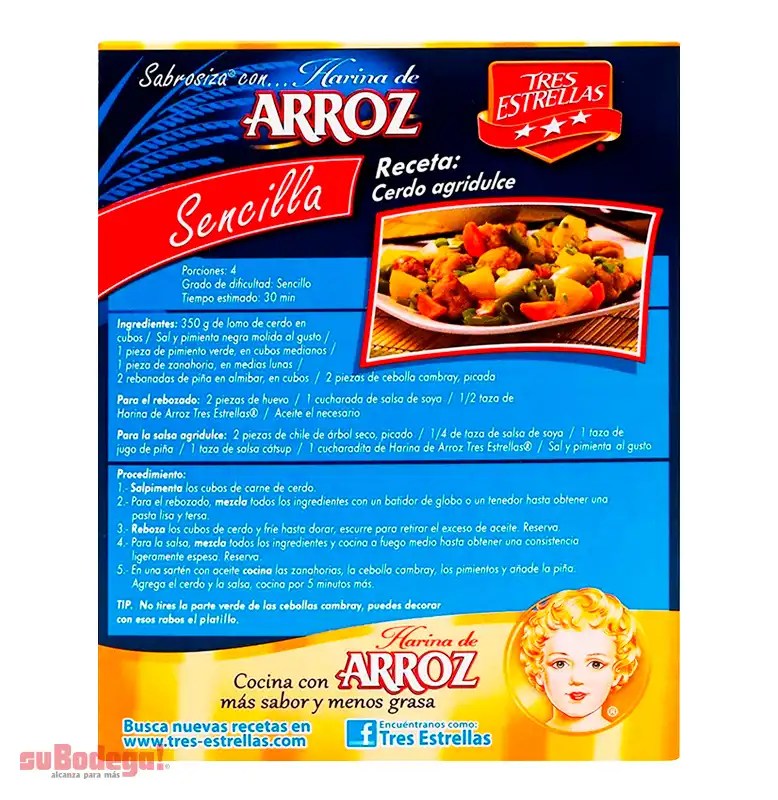 Harina de Arroz Tres Estrellas 500 gr. suBodega! alcanza para más