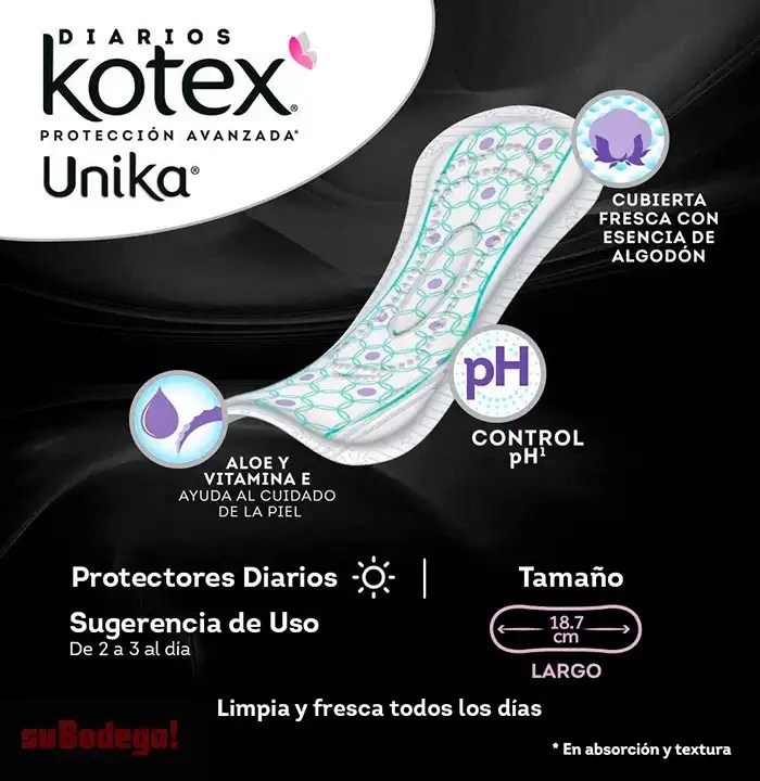 Toalla Panty Protector Kotex Unika Regular 22 pz. suBodega! alcanza