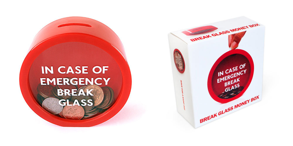 Emergency Money Box Content Gallery Break glass to get at emergency cash.