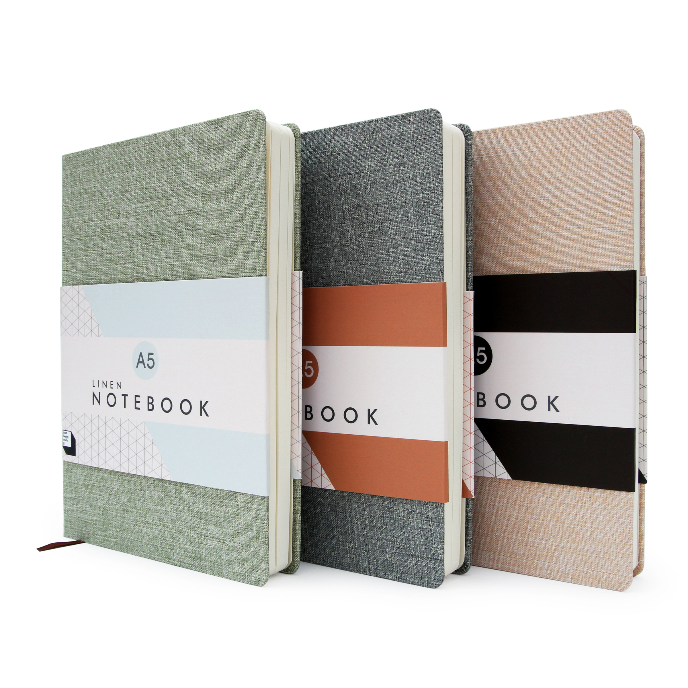 Linen Notebook Cloth bound hardback notebooks.