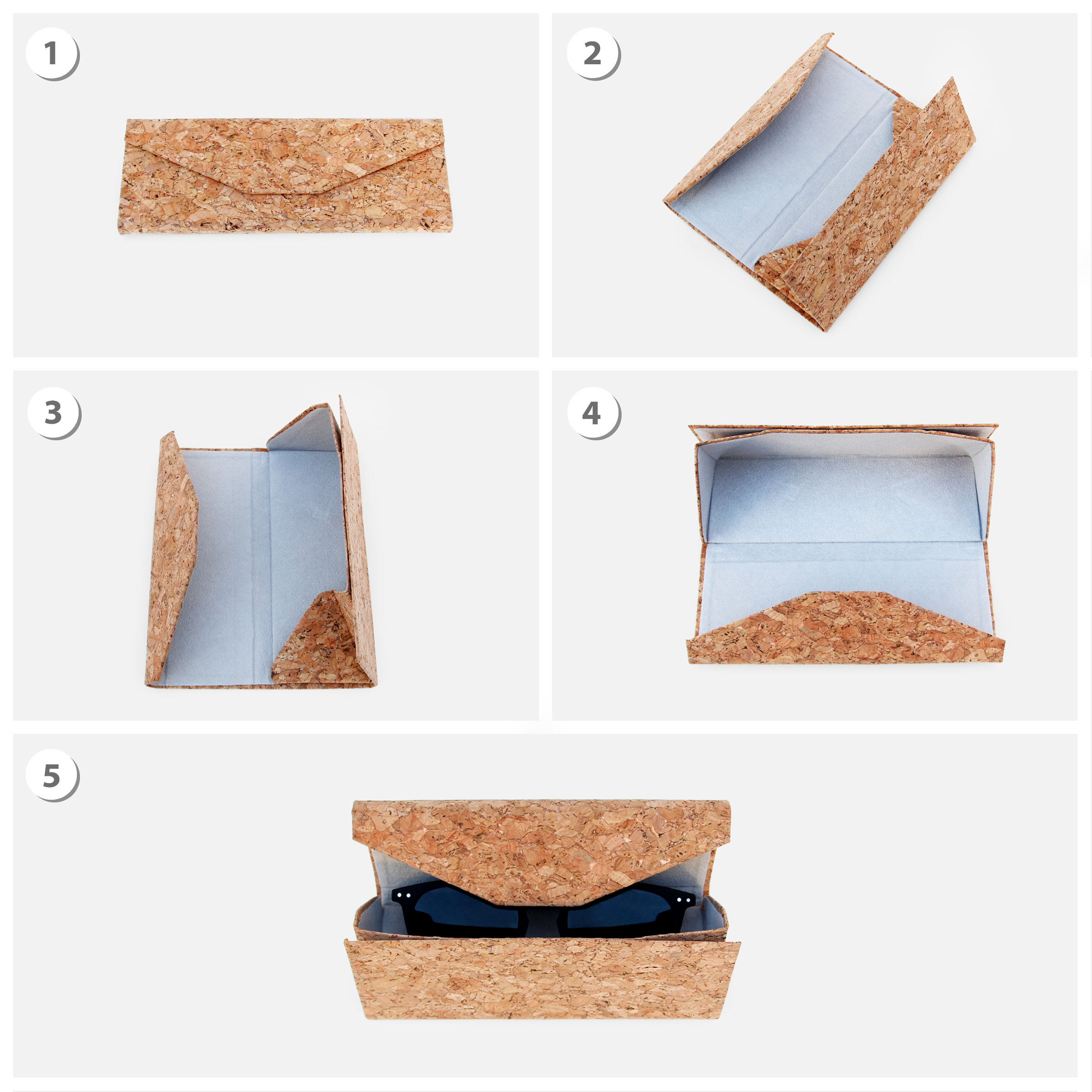 Cork Glasses Case Fold flat case for your glasses.