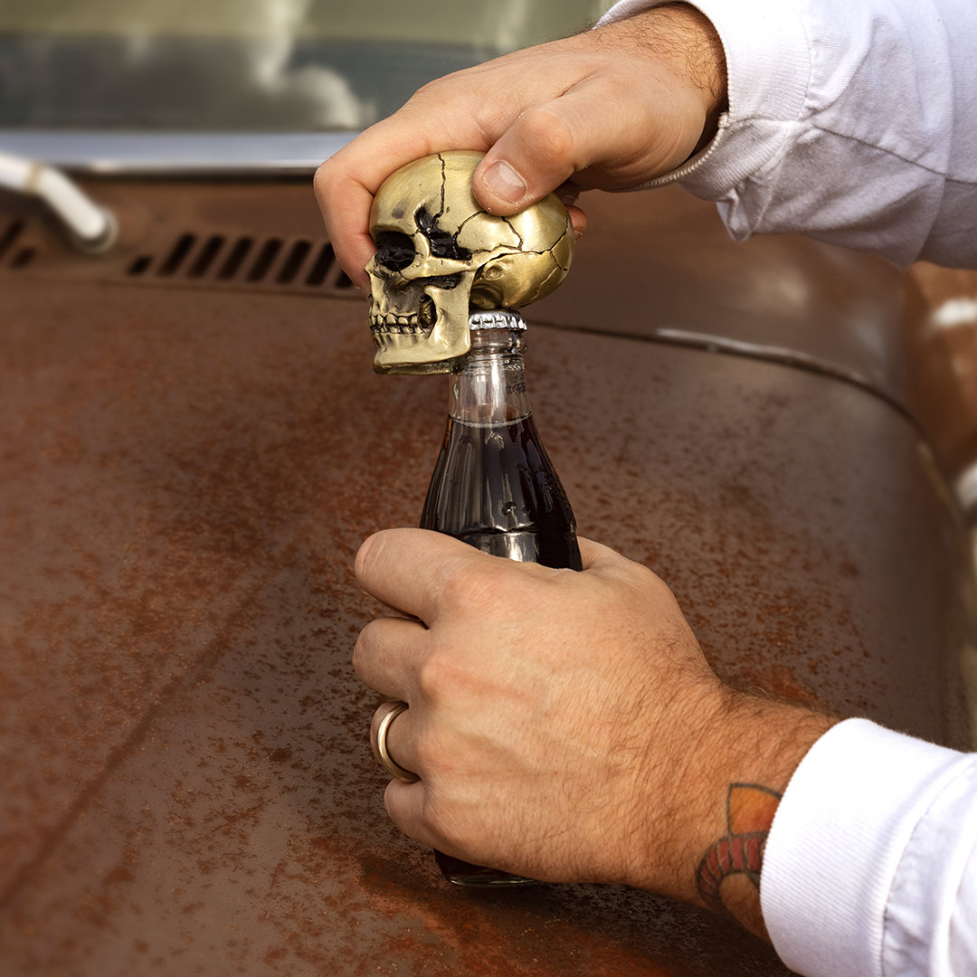 Crack One Open Iron & Glory Skull Bottle Opener.