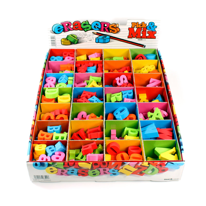 Alphabet Erasers Brightly coloured letter shaped erasers.